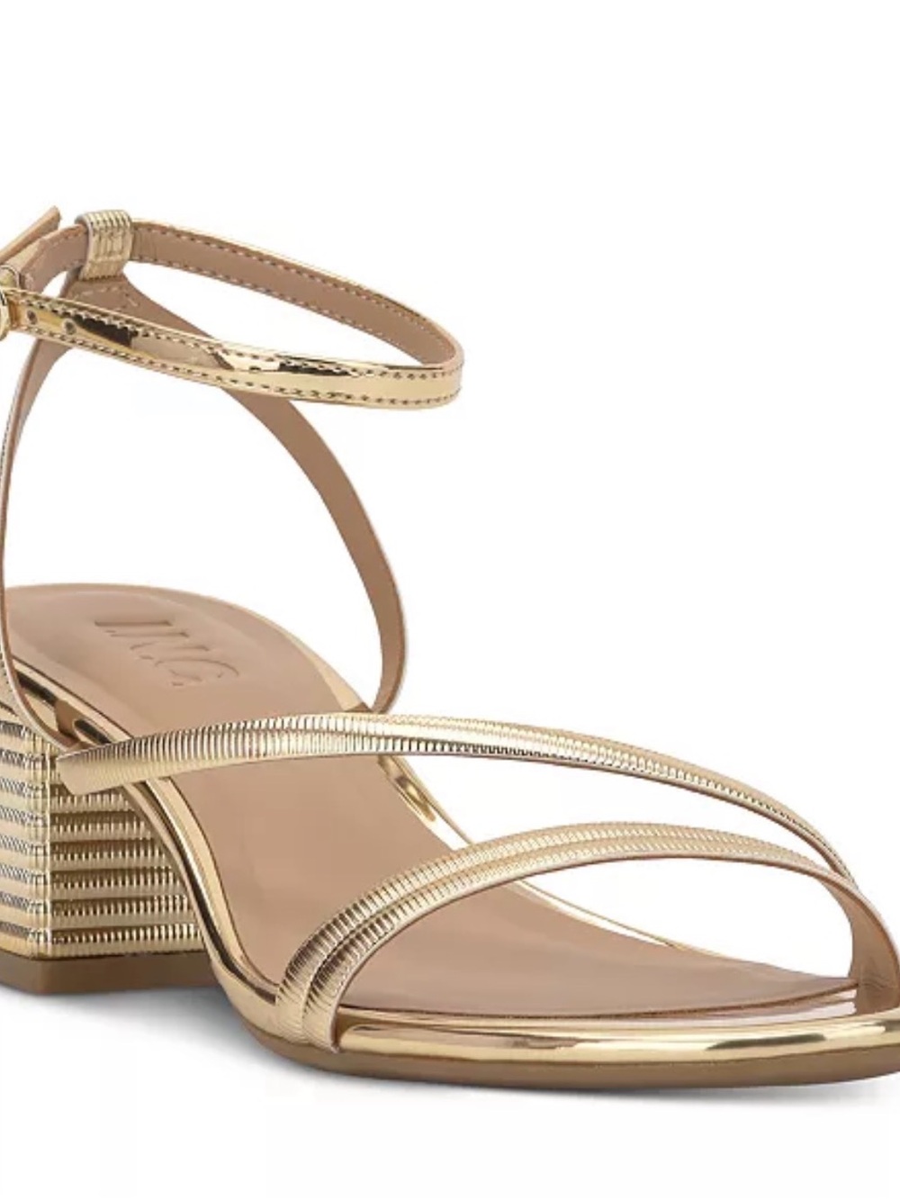 INC International Concepts Unice Gold Strappy Block Heel Sandals sz 9